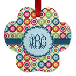 Retro Circles Metal Paw Ornament - Double Sided w/ Monogram