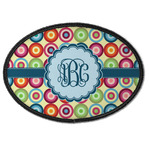 Retro Circles Iron On Oval Patch w/ Monogram