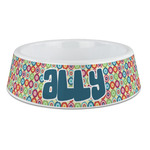 Retro Circles Plastic Dog Bowl - Large (Personalized)