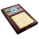 Retro Circles Red Mahogany Sticky Note Holder (Personalized)