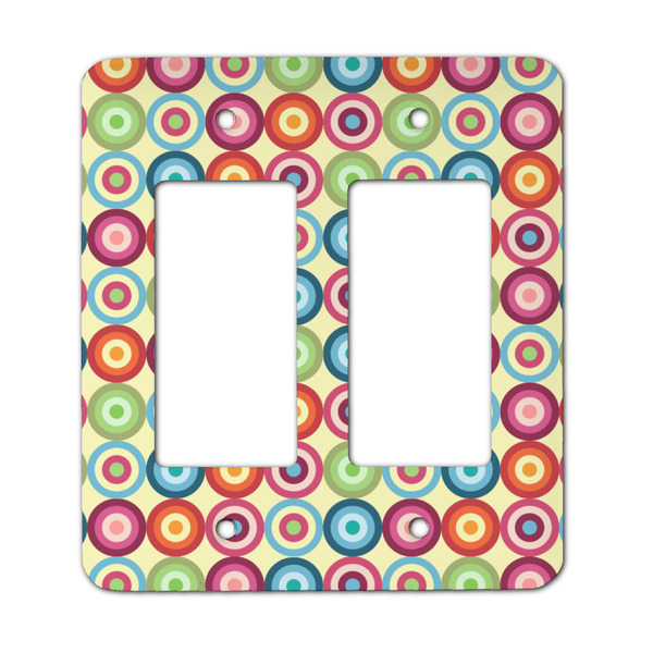 Custom Retro Circles Rocker Style Light Switch Cover - Two Switch