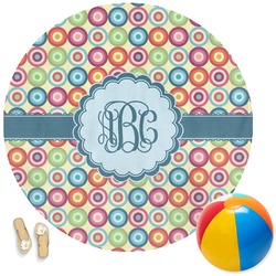 Retro Circles Round Beach Towel (Personalized)