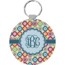 Retro Circles Round Plastic Keychain (Personalized)