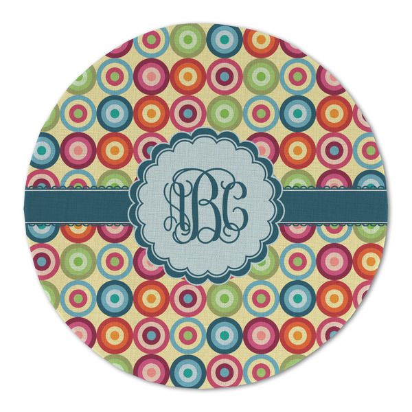 Custom Retro Circles Round Linen Placemat (Personalized)