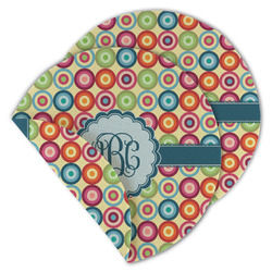 Retro Circles Round Linen Placemat - Double Sided - Set of 4 (Personalized)