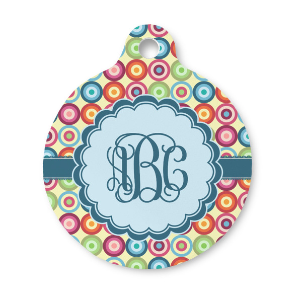 Custom Retro Circles Round Pet ID Tag - Small (Personalized)