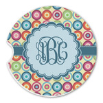 Retro Circles Sandstone Car Coaster - Single (Personalized)