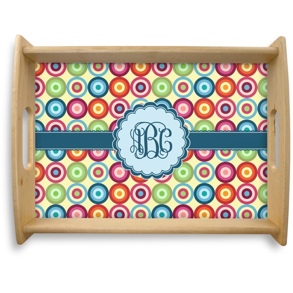 Custom Retro Circles Natural Wooden Tray - Large (Personalized)