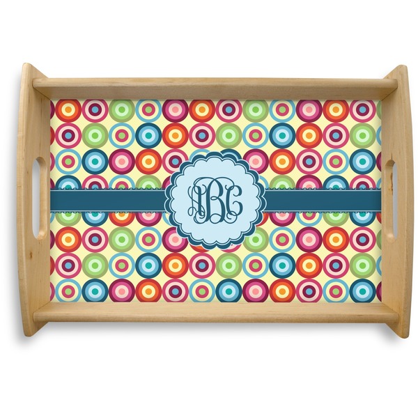 Custom Retro Circles Natural Wooden Tray - Small (Personalized)