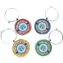 Retro Circles Wine Charms (Set of 4) (Personalized)