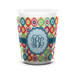 Retro Circles Ceramic Shot Glass - 1.5 oz - White - Set of 4 (Personalized)