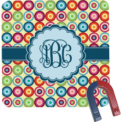 Retro Circles Square Fridge Magnet (Personalized)