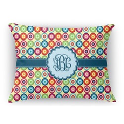 Retro Circles Rectangular Throw Pillow Case (Personalized)