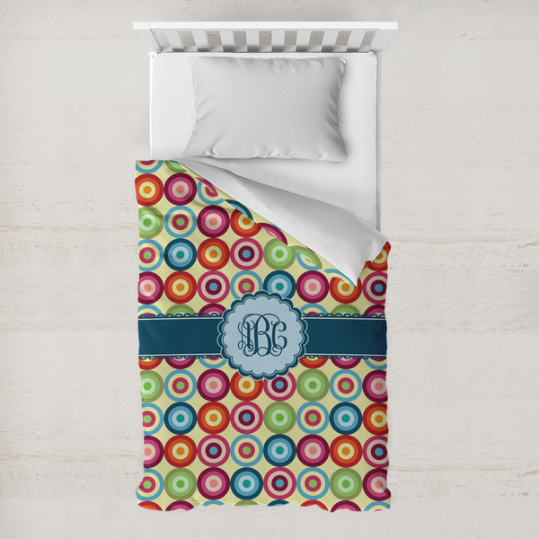 Custom Retro Circles Toddler Duvet Cover w/ Monogram