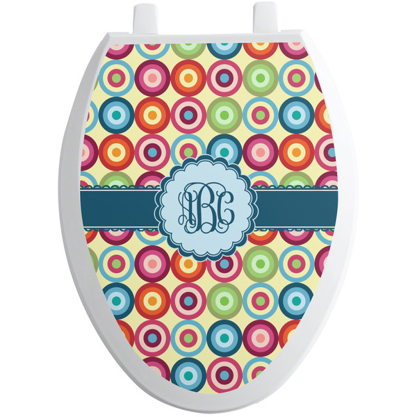 Custom Retro Circles Toilet Seat Decal - Elongated (Personalized)