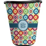 Retro Circles Waste Basket - Single Sided (Black) (Personalized)