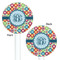 Retro Circles White Plastic 5.5" Stir Stick - Double Sided - Round - Front & Back