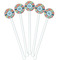 Retro Circles White Plastic 5.5" Stir Stick - Fan View