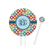 Retro Circles 5.5" Round Plastic Stir Sticks - White - Single Sided (Personalized)