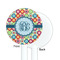 Retro Circles White Plastic 5.5" Stir Stick - Single Sided - Round - Front & Back