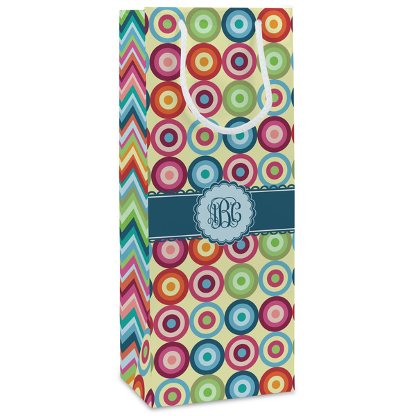 Custom Retro Circles Wine Gift Bags - Matte (Personalized)