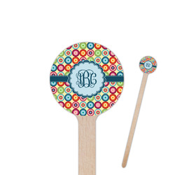 Retro Circles 7.5" Round Wooden Stir Sticks - Single Sided (Personalized)