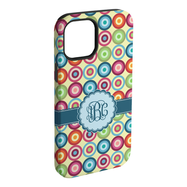 Custom Retro Circles iPhone Case - Rubber Lined - iPhone 15 Plus (Personalized)