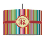 Retro Vertical Stripes 12" Drum Pendant Lamp - Fabric (Personalized)