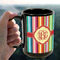 Retro Vertical Stripes 15oz. Black Mug - LIFESTYLE