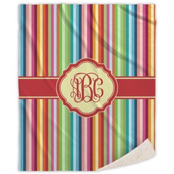 Retro Vertical Stripes Sherpa Throw Blanket - 60"x80" (Personalized)