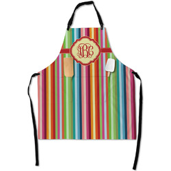 Retro Vertical Stripes Apron With Pockets w/ Monogram