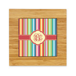 Retro Vertical Stripes Bamboo Trivet with Ceramic Tile Insert (Personalized)