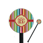 Retro Vertical Stripes 5.5" Round Plastic Stir Sticks - Black - Single Sided (Personalized)