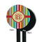 Retro Vertical Stripes Black Plastic 5.5" Stir Stick - Single Sided - Round - Front & Back