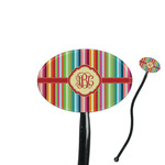 Retro Vertical Stripes 7" Oval Plastic Stir Sticks - Black - Single Sided (Personalized)