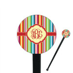 Retro Vertical Stripes 7" Round Plastic Stir Sticks - Black - Double Sided (Personalized)