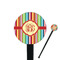 Retro Vertical Stripes Black Plastic 7" Stir Stick - Round - Closeup