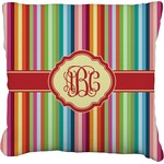 Retro Vertical Stripes Faux-Linen Throw Pillow 16" (Personalized)