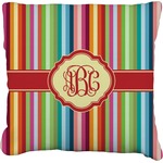 Retro Vertical Stripes Faux-Linen Throw Pillow 18" (Personalized)