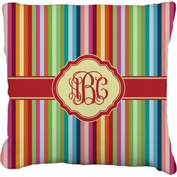 Retro Vertical Stripes Faux-Linen Throw Pillow (Personalized)