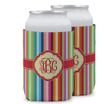 Retro Vertical Stripes Can Cooler (12 oz) w/ Monogram