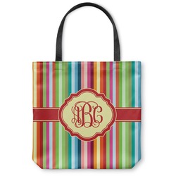 Retro Vertical Stripes Canvas Tote Bag - Large - 18"x18" (Personalized)