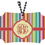 Retro Vertical Stripes Rear View Mirror Ornament (Personalized)