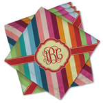 Retro Vertical Stripes Cloth Cocktail Napkins - Set of 4 w/ Monogram