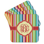 Retro Vertical Stripes Cork Coaster - Set of 4 w/ Monogram