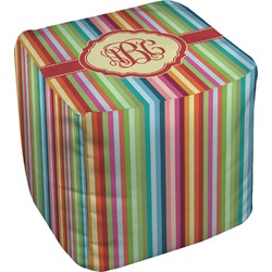 Retro Vertical Stripes Cube Pouf Ottoman - 18" (Personalized)