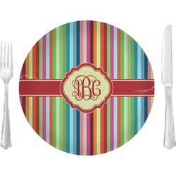 Retro Vertical Stripes Glass Lunch / Dinner Plate 10" (Personalized)