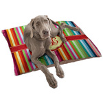 Retro Vertical Stripes Dog Bed - Large w/ Monogram