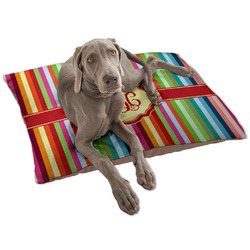 Retro Vertical Stripes Dog Bed - Large w/ Monogram