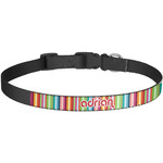 Retro Vertical Stripes Dog Collar - Large (Personalized)